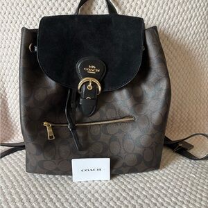 Coach Black and Brown Signature Backpack